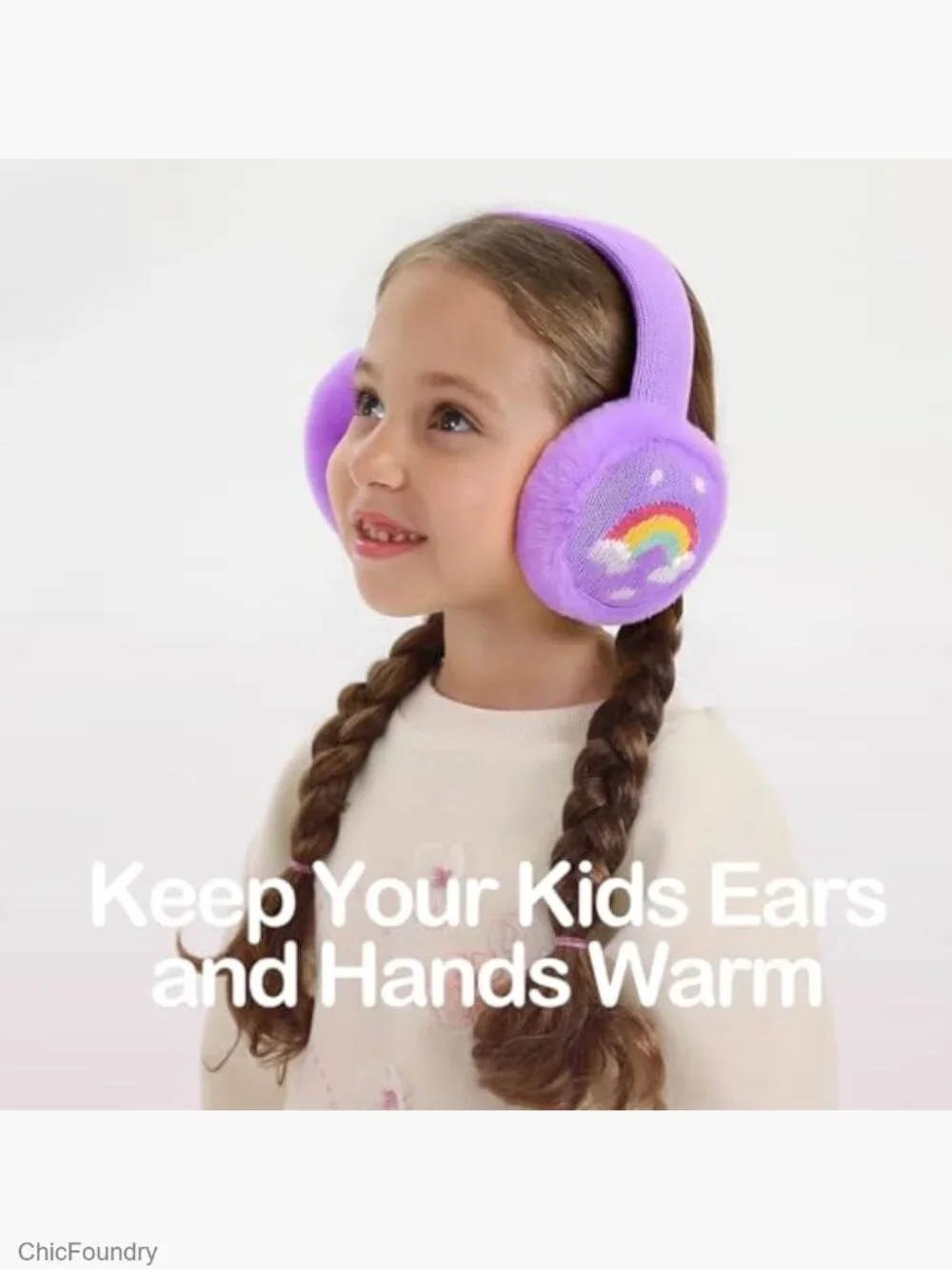 Kids Winter Ear Muffs with Gloves Set Warm Furry Knit Earmuffs 3-15 Years